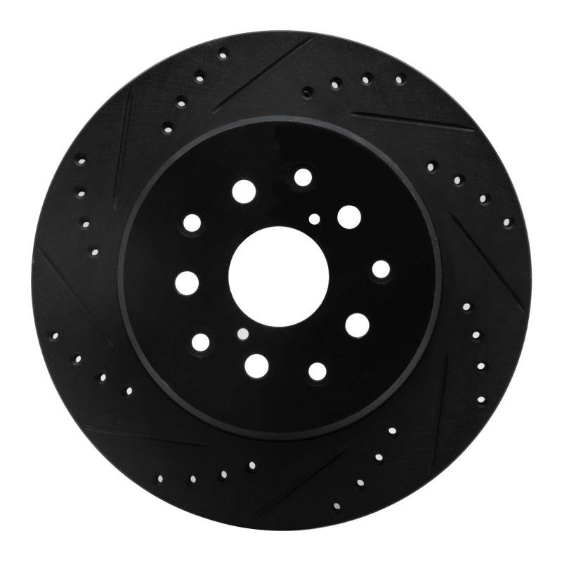 R1 93-98 Toyota Supra Rear Left Drilled & Slotted Black Brake Rotor-Brake Rotors - Slot & Drilled-Grocery Getter Performance