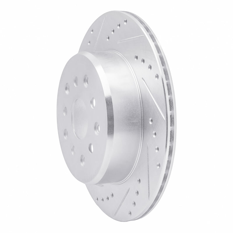 R1 93-98 Toyota Supra Rear Left Drilled & Slotted Silver Brake Rotor-Brake Rotors - Slot & Drilled-Grocery Getter Performance