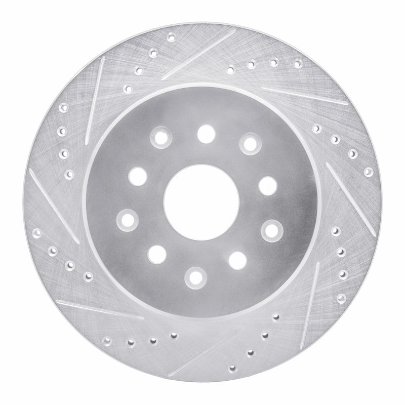 R1 93-98 Toyota Supra Rear Left Drilled & Slotted Silver Brake Rotor-Brake Rotors - Slot & Drilled-Grocery Getter Performance