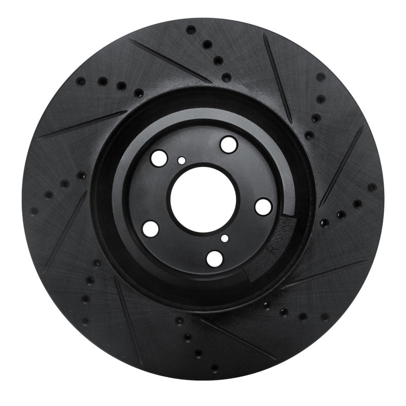 R1 93-98 Toyota Supra Right Front Drilled & Slotted Black Brake Rotor-Brake Rotors - Slot & Drilled-Grocery Getter Performance