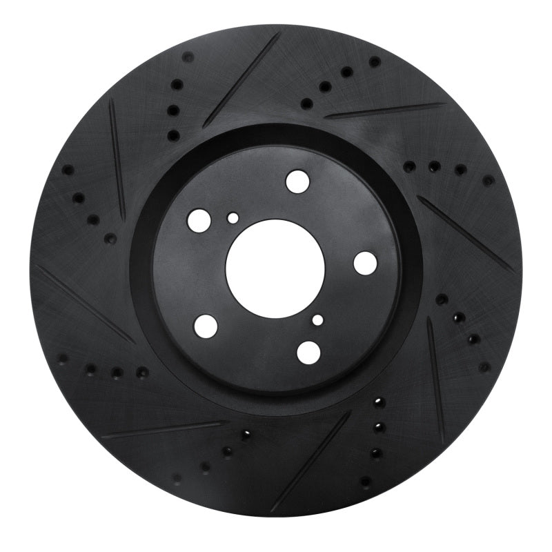 R1 93-98 Toyota Supra Right Front Drilled & Slotted Black Brake Rotor-Brake Rotors - Slot & Drilled-Grocery Getter Performance