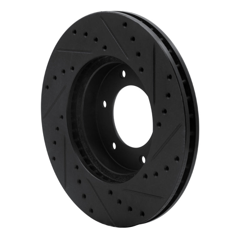 R1 93-98 Toyota T100 Front Left Drilled & Slotted Black Brake Rotor-Brake Rotors - Slot & Drilled-Grocery Getter Performance