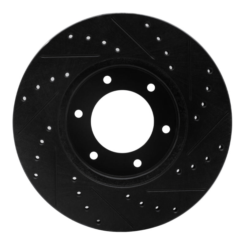 R1 93-98 Toyota T100 Front Left Drilled & Slotted Black Brake Rotor-Brake Rotors - Slot & Drilled-Grocery Getter Performance