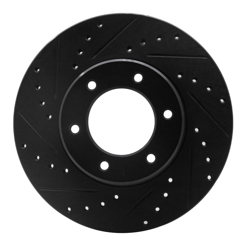 R1 93-98 Toyota T100 Front Left Drilled & Slotted Black Brake Rotor-Brake Rotors - Slot & Drilled-Grocery Getter Performance