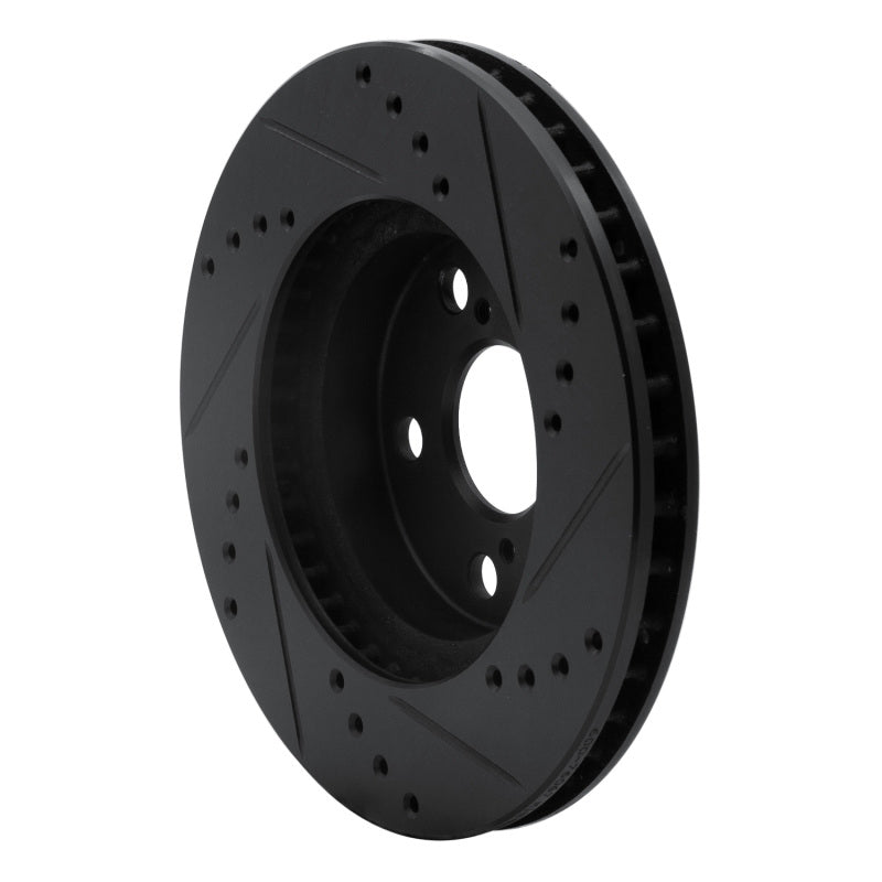 R1 94-00 Toyota Celica Front Left Drilled & Slotted Black Brake Rotor-Brake Rotors - Slot & Drilled-Grocery Getter Performance