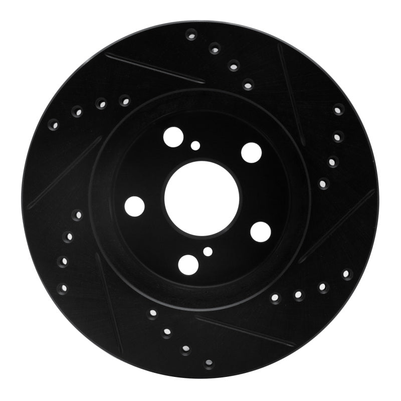 R1 94-00 Toyota Celica Front Left Drilled & Slotted Black Brake Rotor-Brake Rotors - Slot & Drilled-Grocery Getter Performance