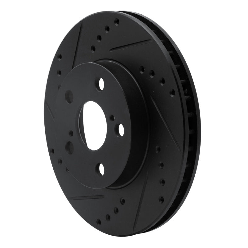 R1 94-00 Toyota Celica Front Left Drilled & Slotted Black Brake Rotor-Brake Rotors - Slot & Drilled-Grocery Getter Performance