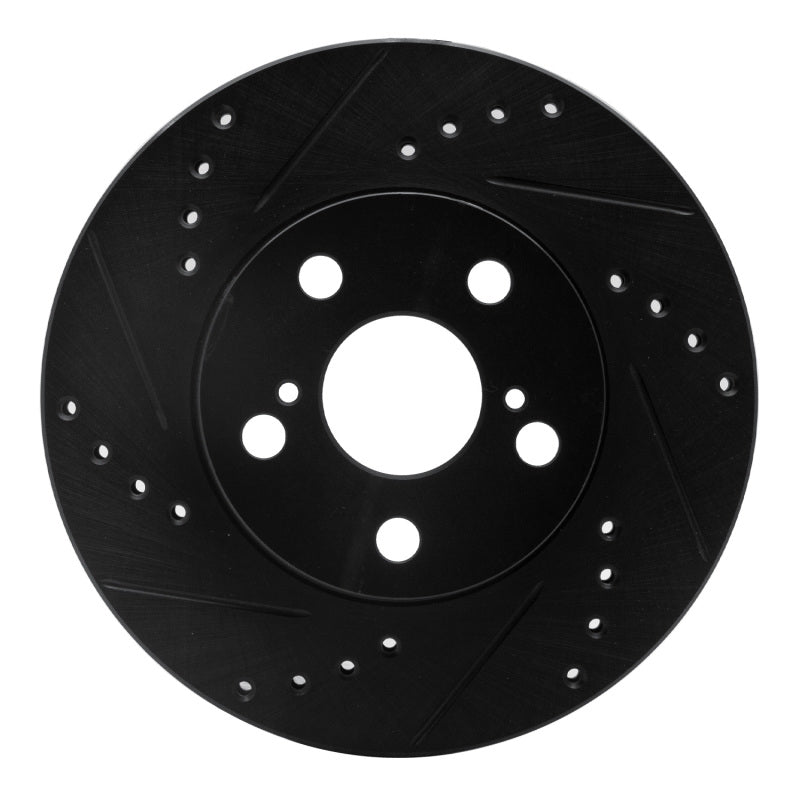 R1 94-00 Toyota Celica Front Left Drilled & Slotted Black Brake Rotor-Brake Rotors - Slot & Drilled-Grocery Getter Performance