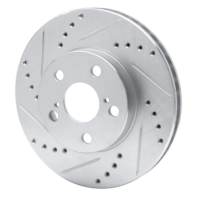 R1 94-00 Toyota Celica Front Left Drilled & Slotted Silver Brake Rotor-Brake Rotors - Slot & Drilled-Grocery Getter Performance