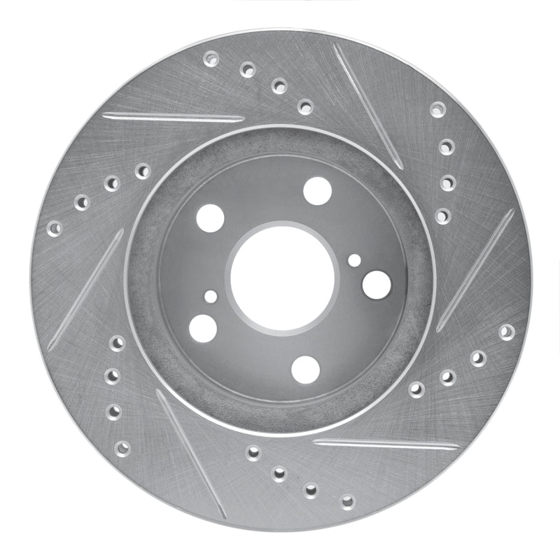 R1 94-00 Toyota Celica Front Left Drilled & Slotted Silver Brake Rotor-Brake Rotors - Slot & Drilled-Grocery Getter Performance