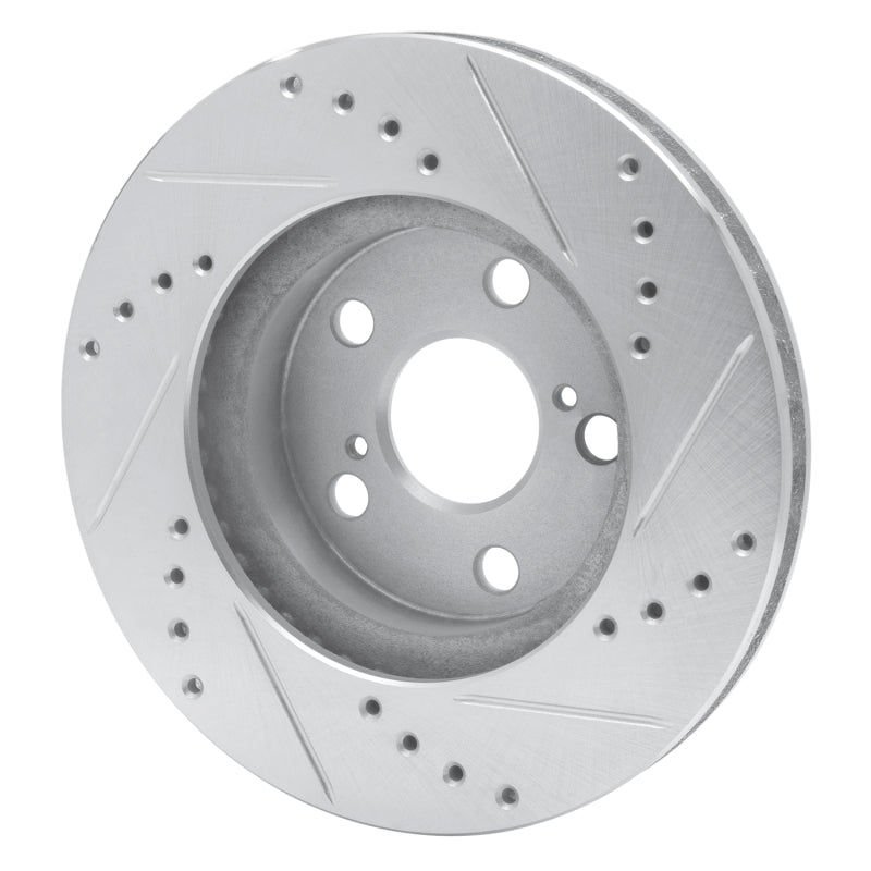 R1 94-00 Toyota Celica Front Left Drilled & Slotted Silver Brake Rotor-Brake Rotors - Slot & Drilled-Grocery Getter Performance