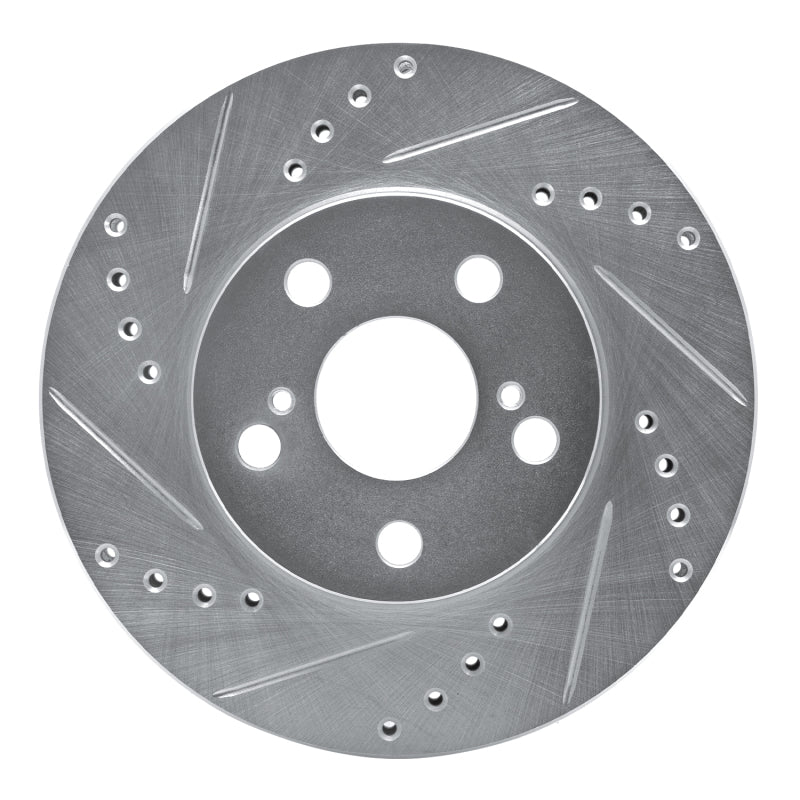 R1 94-00 Toyota Celica Front Left Drilled & Slotted Silver Brake Rotor-Brake Rotors - Slot & Drilled-Grocery Getter Performance