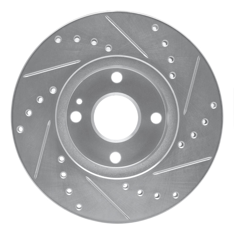 R1 94-02 Mazda Miata Front Left Drilled & Slotted Silver Brake Rotor-Brake Rotors - Slot & Drilled-Grocery Getter Performance