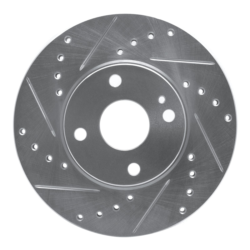 R1 94-02 Mazda Miata Front Left Drilled & Slotted Silver Brake Rotor-Brake Rotors - Slot & Drilled-Grocery Getter Performance