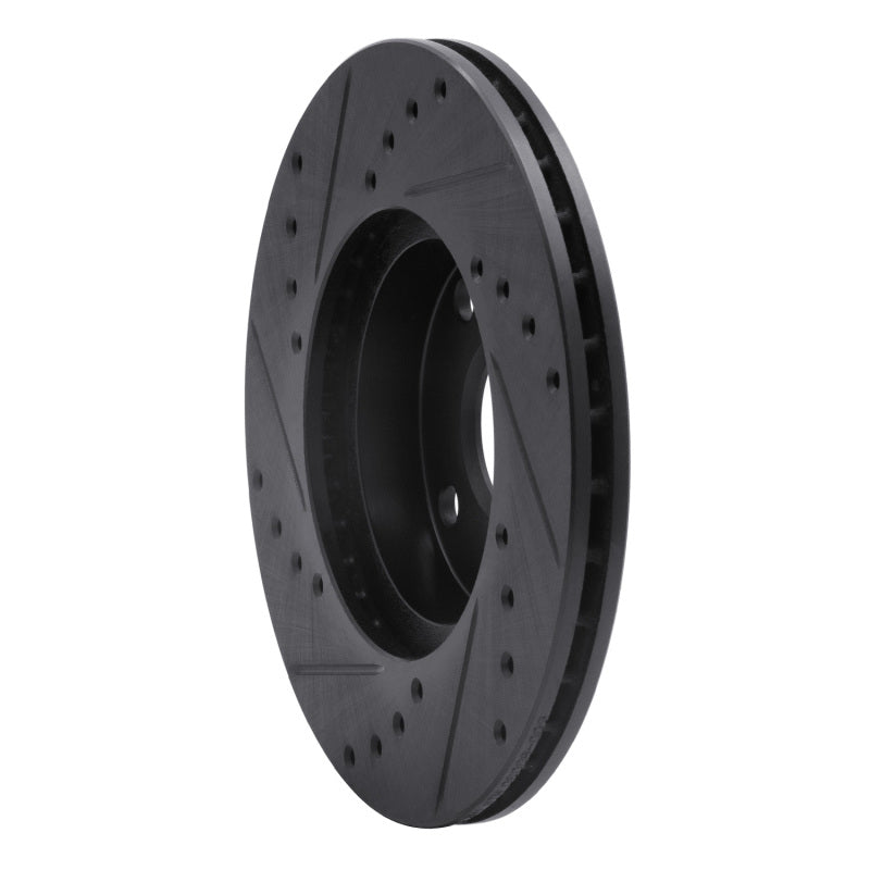R1 94-02 Mazda Miata Front Right Drilled & Slotted Black Brake Rotor-Brake Rotors - Slot & Drilled-Grocery Getter Performance