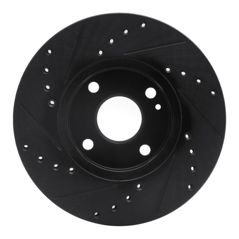 R1 94-02 Mazda Miata Front Right Drilled & Slotted Black Brake Rotor-Brake Rotors - Slot & Drilled-Grocery Getter Performance