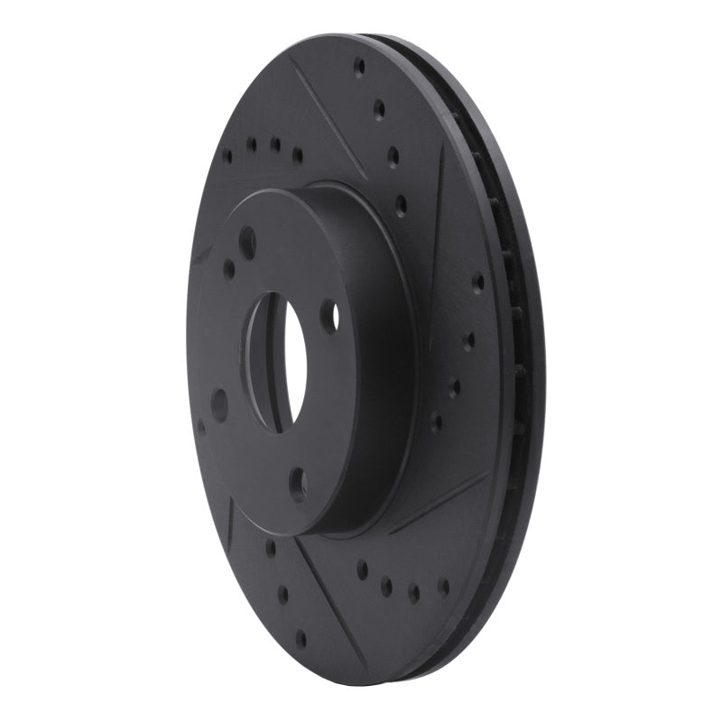 R1 94-02 Mazda Miata Front Right Drilled & Slotted Black Brake Rotor-Brake Rotors - Slot & Drilled-Grocery Getter Performance