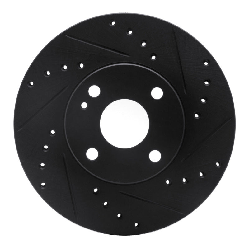 R1 94-02 Mazda Miata Front Right Drilled & Slotted Black Brake Rotor-Brake Rotors - Slot & Drilled-Grocery Getter Performance