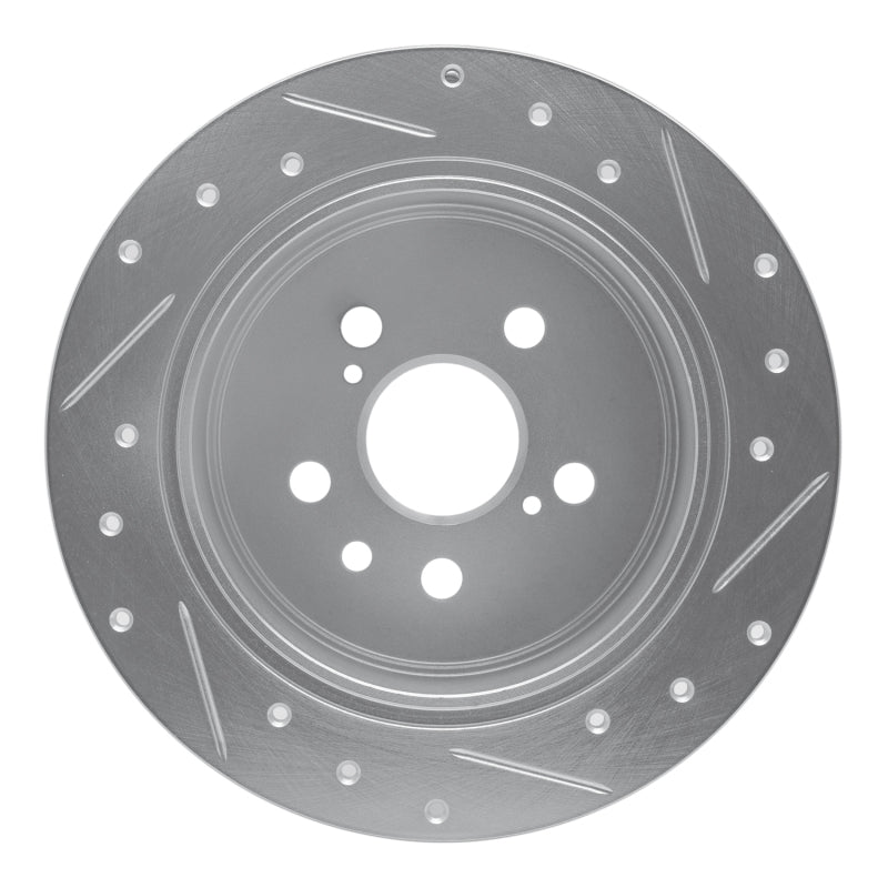 R1 94-95 Toyota Celica Rear Left Drilled & Slotted Silver Brake Rotor-Brake Rotors - Slot & Drilled-Grocery Getter Performance