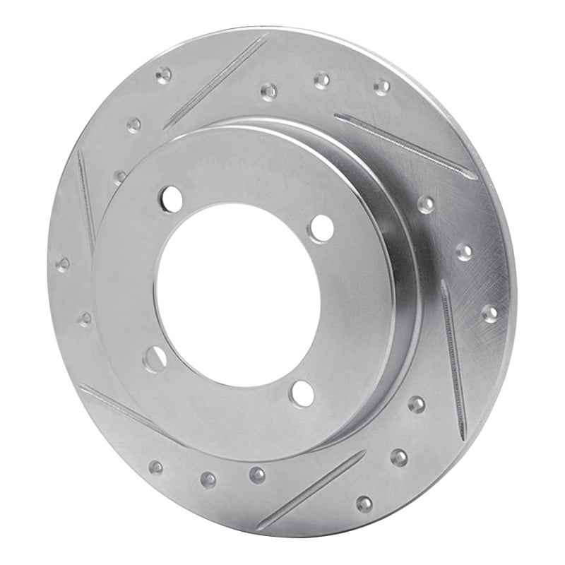 R1 94-96 Hyundai Elantra Rear Left Drilled & Slotted Silver Brake Rotor-Brake Rotors - Slot & Drilled-Grocery Getter Performance