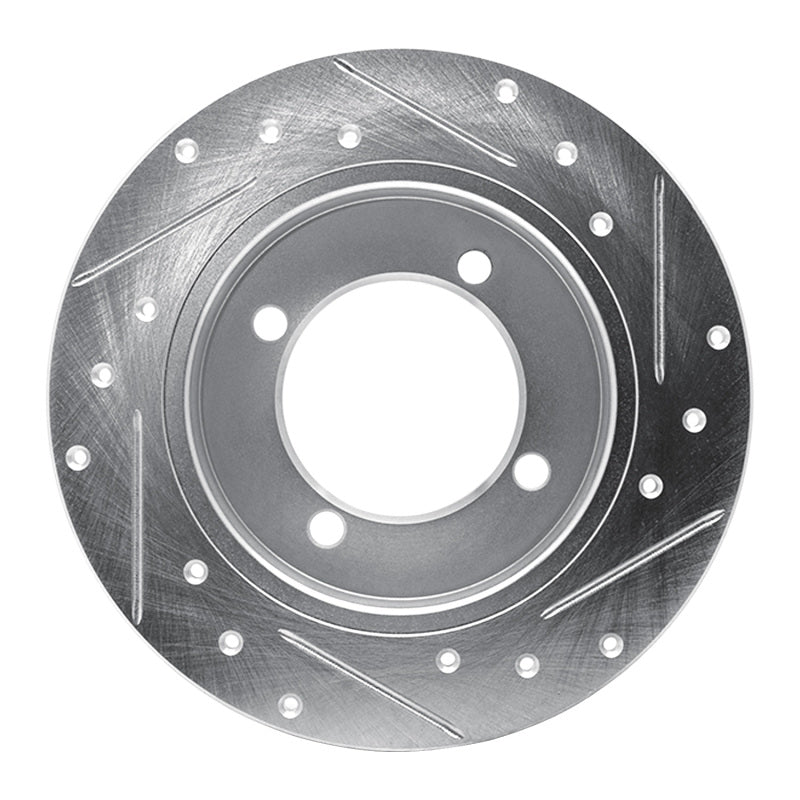 R1 94-96 Hyundai Elantra Rear Left Drilled & Slotted Silver Brake Rotor-Brake Rotors - Slot & Drilled-Grocery Getter Performance