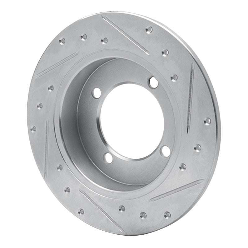 R1 94-96 Hyundai Elantra Rear Left Drilled & Slotted Silver Brake Rotor-Brake Rotors - Slot & Drilled-Grocery Getter Performance