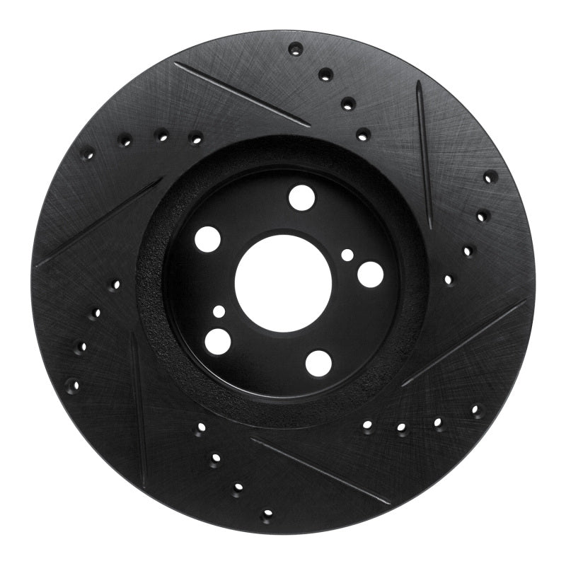 R1 94-99 Toyota Celica Front Left Drilled & Slotted Black Brake Rotor-Brake Rotors - Slot & Drilled-Grocery Getter Performance