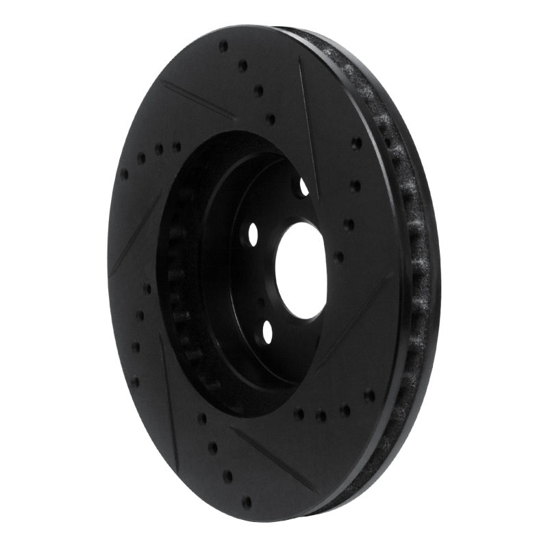 R1 94-99 Toyota Celica Front Left Drilled & Slotted Black Brake Rotor-Brake Rotors - Slot & Drilled-Grocery Getter Performance