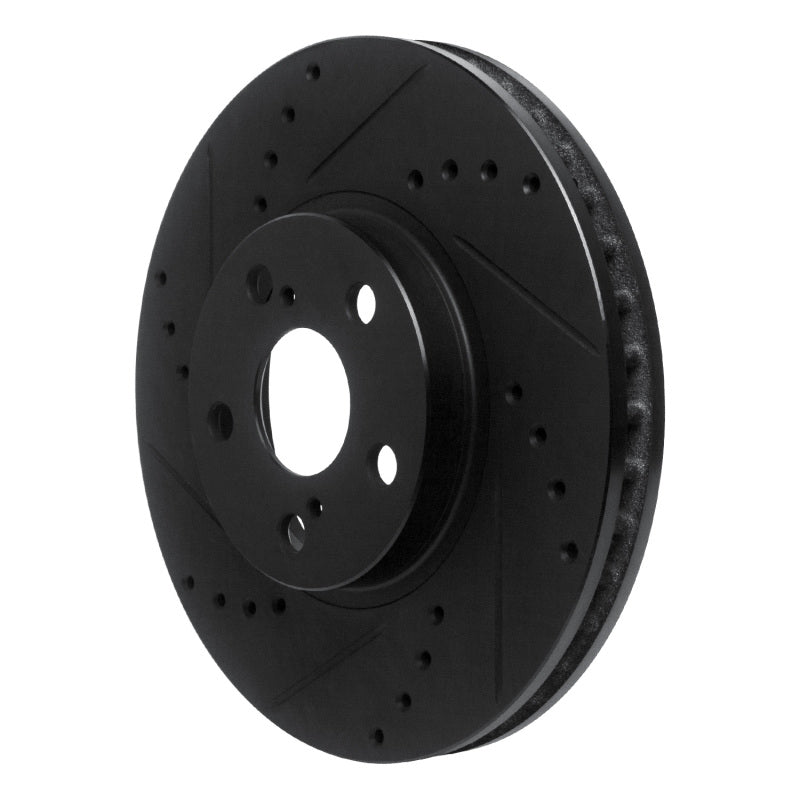 R1 94-99 Toyota Celica Front Left Drilled & Slotted Black Brake Rotor-Brake Rotors - Slot & Drilled-Grocery Getter Performance