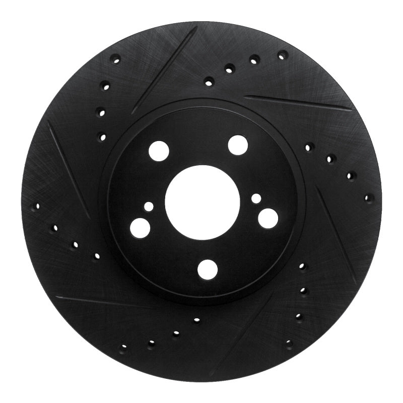 R1 94-99 Toyota Celica Front Left Drilled & Slotted Black Brake Rotor-Brake Rotors - Slot & Drilled-Grocery Getter Performance