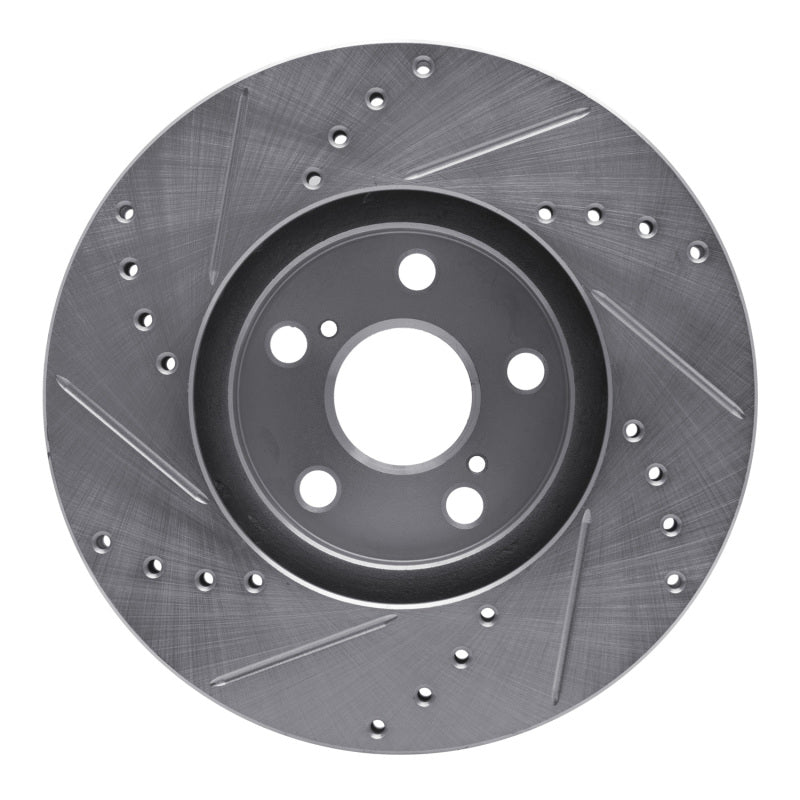 R1 94-99 Toyota Celica Front Right Drilled & Slotted Silver Brake Rotor-Brake Rotors - Slot & Drilled-Grocery Getter Performance