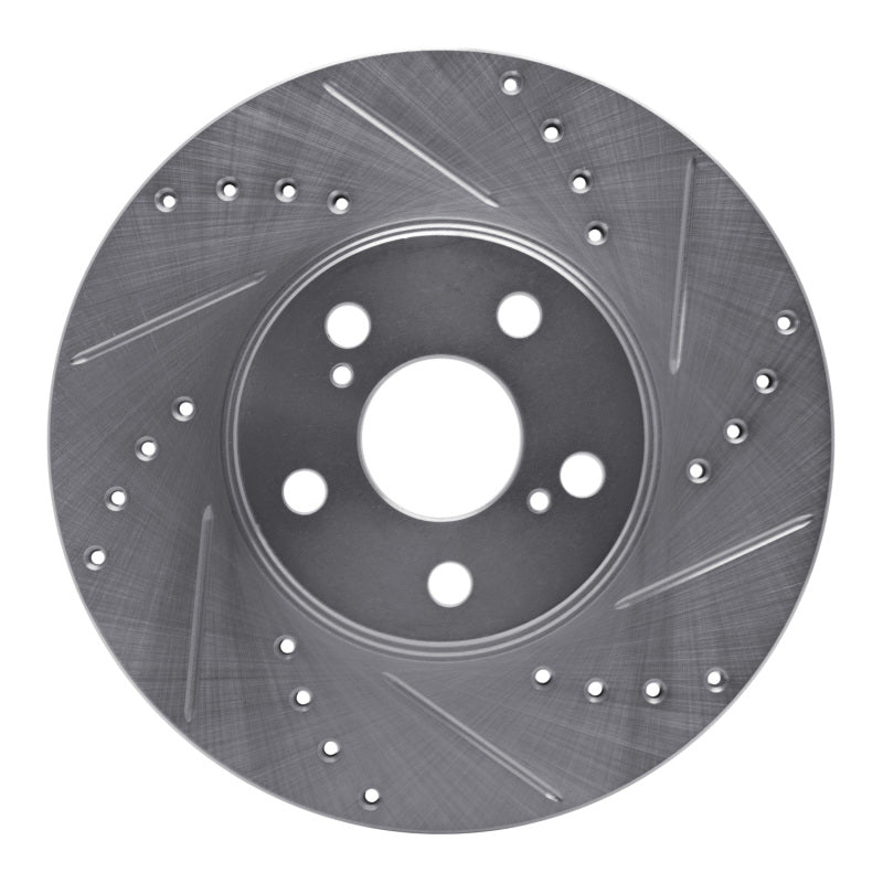 R1 94-99 Toyota Celica Front Right Drilled & Slotted Silver Brake Rotor-Brake Rotors - Slot & Drilled-Grocery Getter Performance