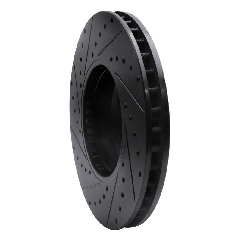 R1 95-01 BMW 750IL Front Right Drilled & Slotted Black Brake Rotor-Brake Rotors - Slot & Drilled-Grocery Getter Performance
