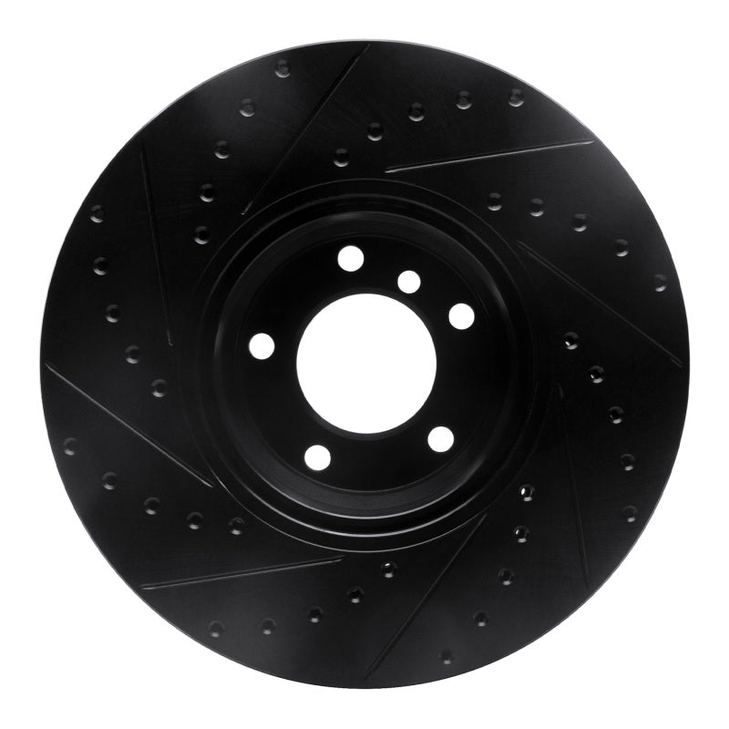 R1 95-01 BMW 750IL Front Right Drilled & Slotted Black Brake Rotor-Brake Rotors - Slot & Drilled-Grocery Getter Performance