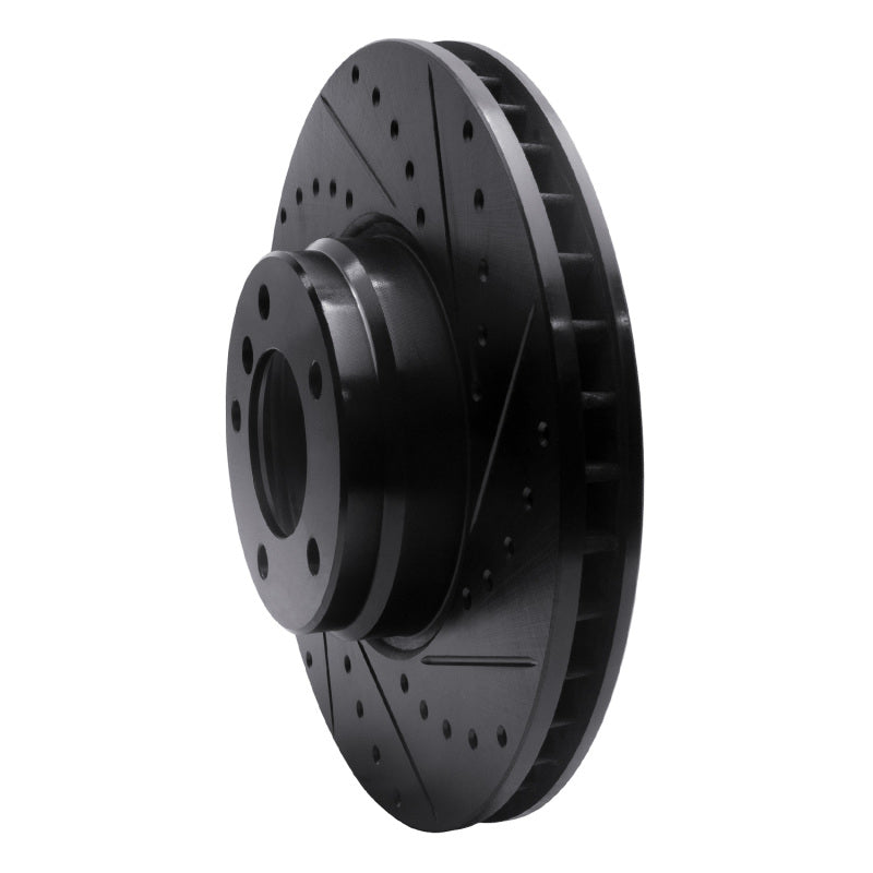 R1 95-01 BMW 750IL Front Right Drilled & Slotted Black Brake Rotor-Brake Rotors - Slot & Drilled-Grocery Getter Performance