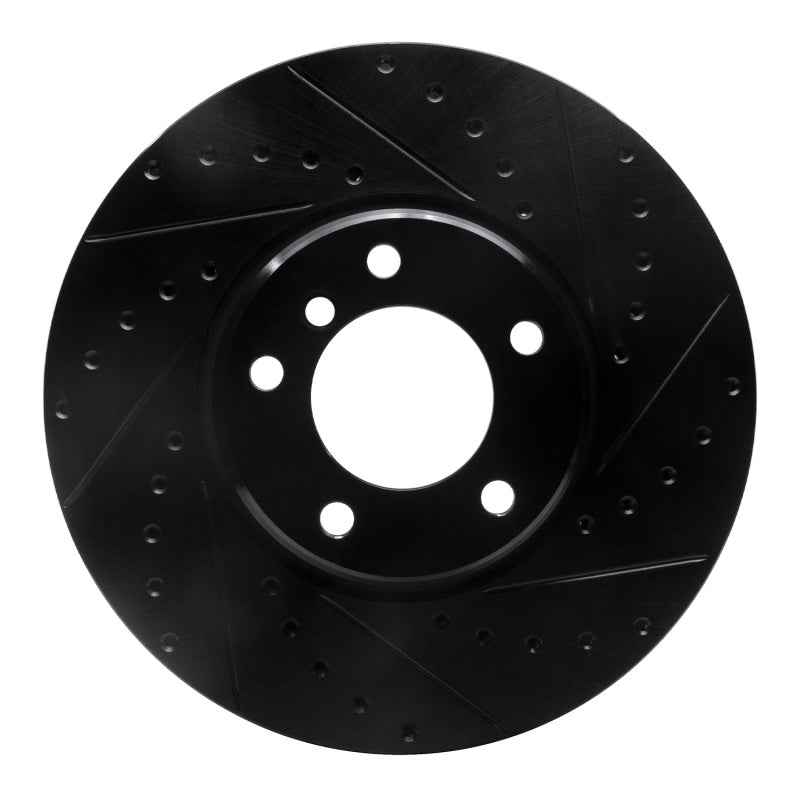R1 95-01 BMW 750IL Front Right Drilled & Slotted Black Brake Rotor-Brake Rotors - Slot & Drilled-Grocery Getter Performance