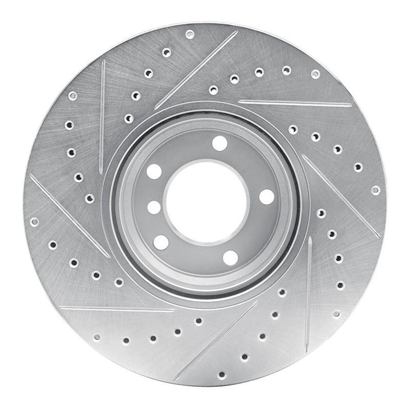 R1 95-01 BMW 750IL Front Right Drilled & Slotted Silver Brake Rotor-Brake Rotors - Slot & Drilled-Grocery Getter Performance