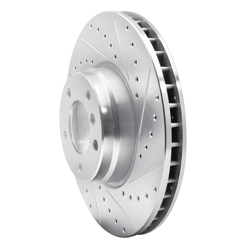 R1 95-01 BMW 750IL Front Right Drilled & Slotted Silver Brake Rotor-Brake Rotors - Slot & Drilled-Grocery Getter Performance