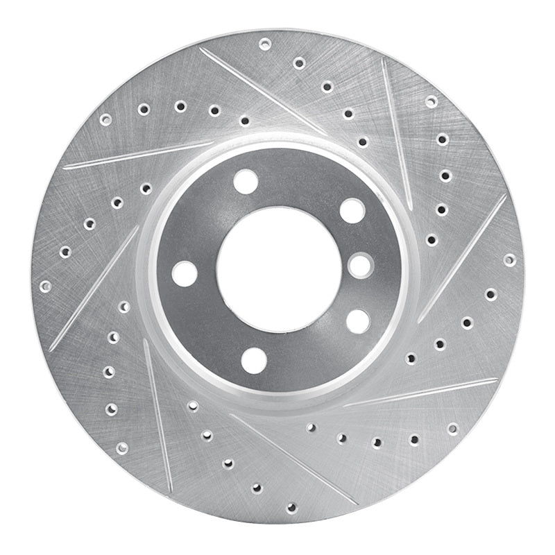 R1 95-01 BMW 750IL Front Right Drilled & Slotted Silver Brake Rotor-Brake Rotors - Slot & Drilled-Grocery Getter Performance