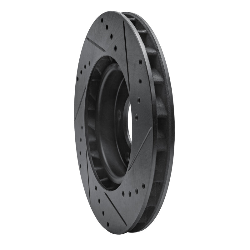 R1 95-02 BMW M3 Right Front Drilled & Slotted Black Brake Rotor-Brake Rotors - Slot & Drilled-Grocery Getter Performance