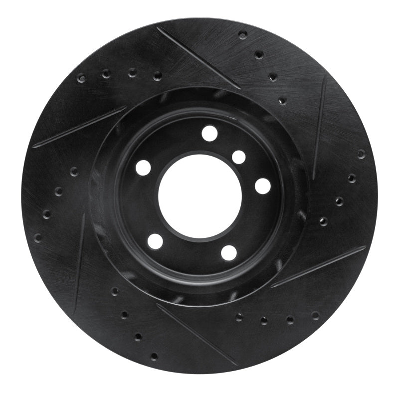 R1 95-02 BMW M3 Right Front Drilled & Slotted Black Brake Rotor-Brake Rotors - Slot & Drilled-Grocery Getter Performance