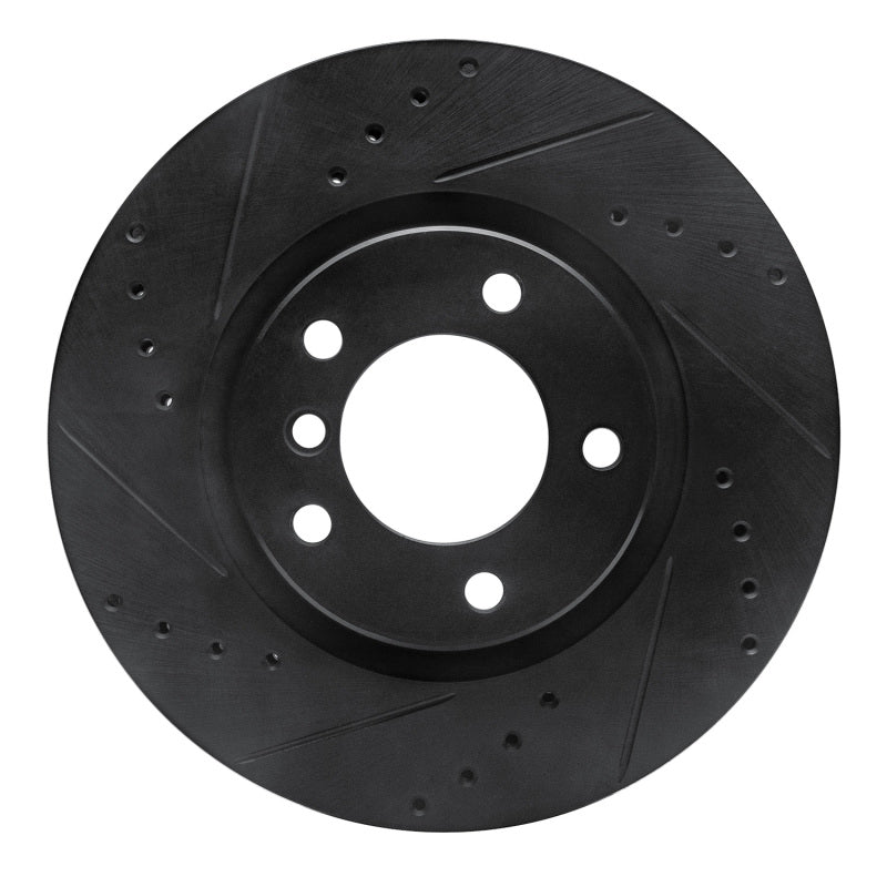 R1 95-02 BMW M3 Right Front Drilled & Slotted Black Brake Rotor-Brake Rotors - Slot & Drilled-Grocery Getter Performance