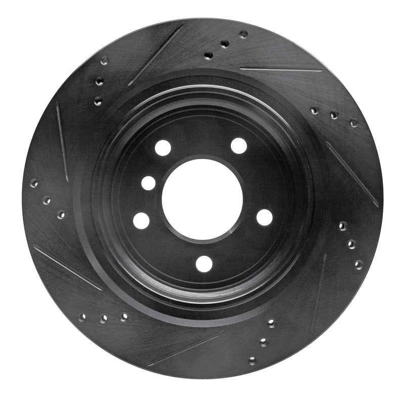 R1 95-02 BMW Z3 Left Rear Drilled & Slotted Black Brake Rotor-Brake Rotors - Slot & Drilled-Grocery Getter Performance