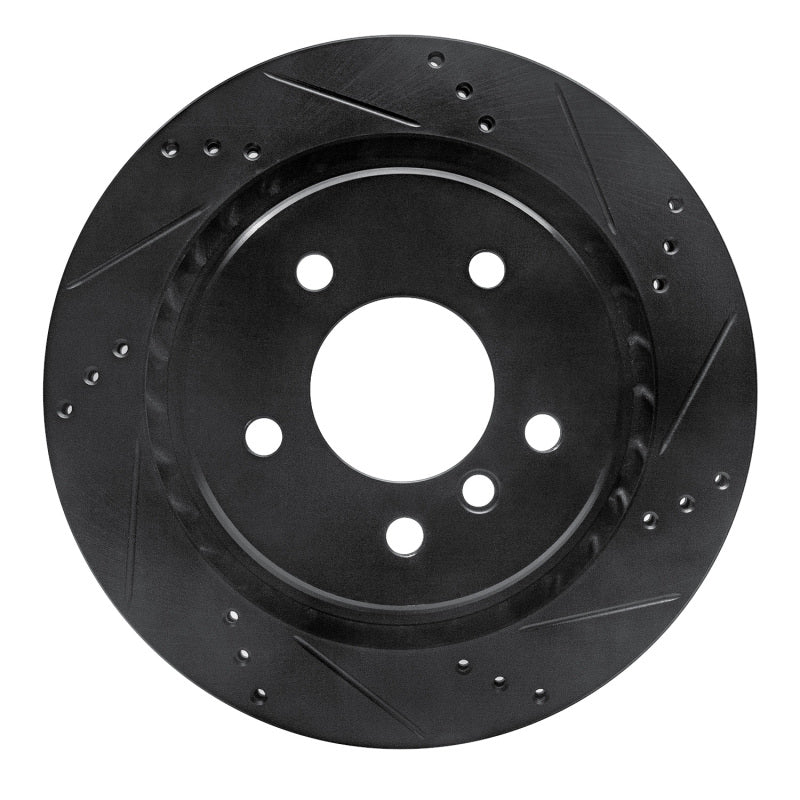 R1 95-02 BMW Z3 Left Rear Drilled & Slotted Black Brake Rotor-Brake Rotors - Slot & Drilled-Grocery Getter Performance