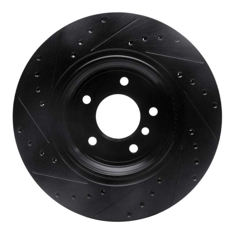 R1 95-03 BMW 750IL Rear Right Drilled & Slotted Black Brake Rotor-Brake Rotors - Slot & Drilled-Grocery Getter Performance