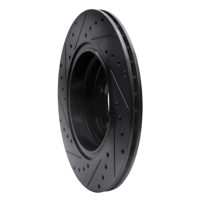 R1 95-03 BMW 750IL Rear Right Drilled & Slotted Black Brake Rotor-Brake Rotors - Slot & Drilled-Grocery Getter Performance
