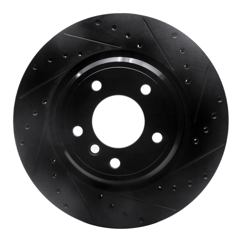 R1 95-03 BMW 750IL Rear Right Drilled & Slotted Black Brake Rotor-Brake Rotors - Slot & Drilled-Grocery Getter Performance