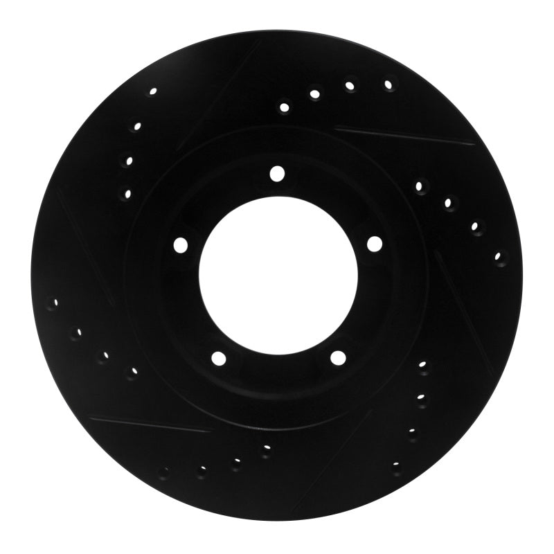 R1 95-04 Toyota Tacoma Front Right Drilled & Slotted Black Brake Rotor-Brake Rotors - Slot & Drilled-Grocery Getter Performance