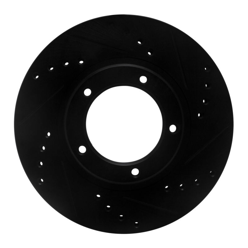 R1 95-04 Toyota Tacoma Front Right Drilled & Slotted Black Brake Rotor-Brake Rotors - Slot & Drilled-Grocery Getter Performance
