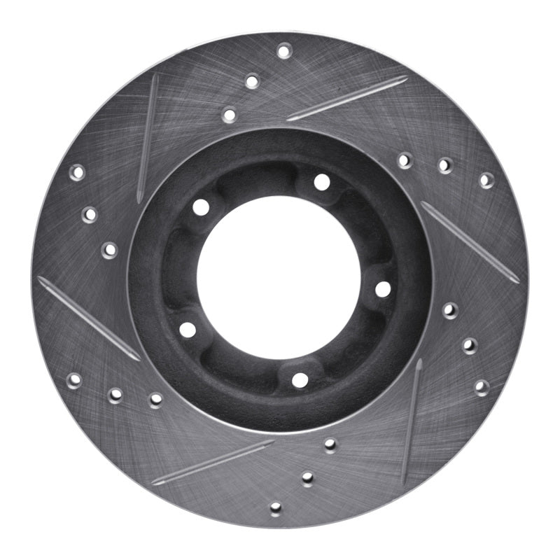 R1 95-04 Toyota Tacoma Front Right Drilled & Slotted Silver Brake Rotor-Brake Rotors - Slot & Drilled-Grocery Getter Performance
